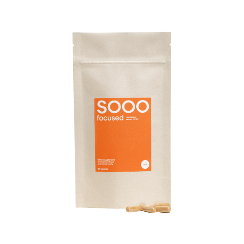 SOOO focused: lauvas krēpes (Lion’s Mane) ekstrakts 10–12:1, 90 kapsulas