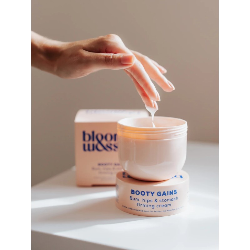 BOOTY GAINS Bum, Hips & Stomach Firming Cream Stiprinošs ķermeņa krēms, 240 ml