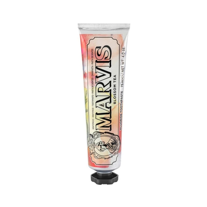 Blossom Tea Toothpaste Melnās, ziedu tējas-piparmētru garšas zobu pasta, 75 ml