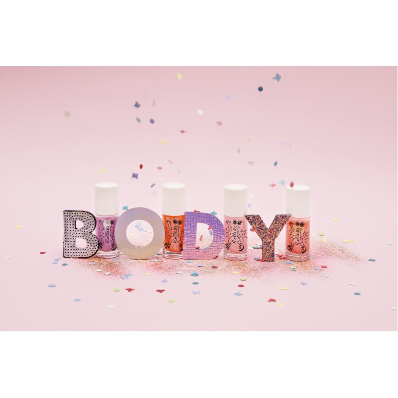 Glitter Body Gel Rollette Raspberry Želejveida ķermeņa spīdums, 20 ml