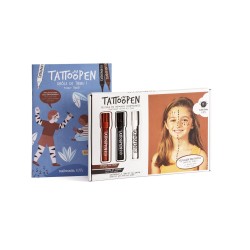 TATTOOPEN Funny Tribe Nomazgājamu flomāsteru komplekts ādai, 3x2,5g 