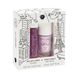 LOVELY CITY Rollette Nail Polish Duo Set Nagu lakas un lūpu spīduma komplekts, 1 gab. 