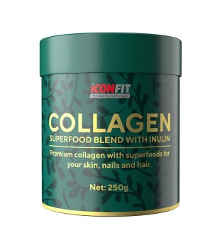 ICONFIT Collagen Superfood Blend With Inulin Ērkšķogu un jāņogu garšas kolagēna superprodukti ar inulīnu, 250g | inbeauty.lv