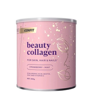 ICONFIT Beauty Collagen Strawberry Mint Kolagēns ar zemeņu un piparmētru garšu ādai, matiem un nagiem, 300g | inbeauty.lv