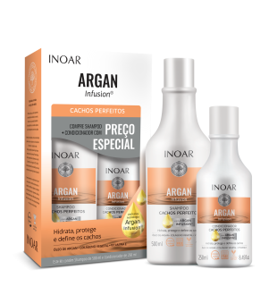 INOAR Argan Infusion Perfect Curls Duo Kit - komplekts viļņainiem un cirtainiem matiem 500ml+250ml | inbeauty.lv