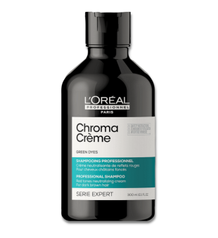 Chroma Crème Green Krēmveida šampūns kas neitralizē sarkanos apakštoņus tumši brūnos matos 300ml