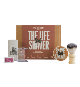 Men Rock Ultimate Shaving Gift Set Sandalwood Skūšanās komplekts ar abpusēju skuvekli, 1gab | inbeauty.lv